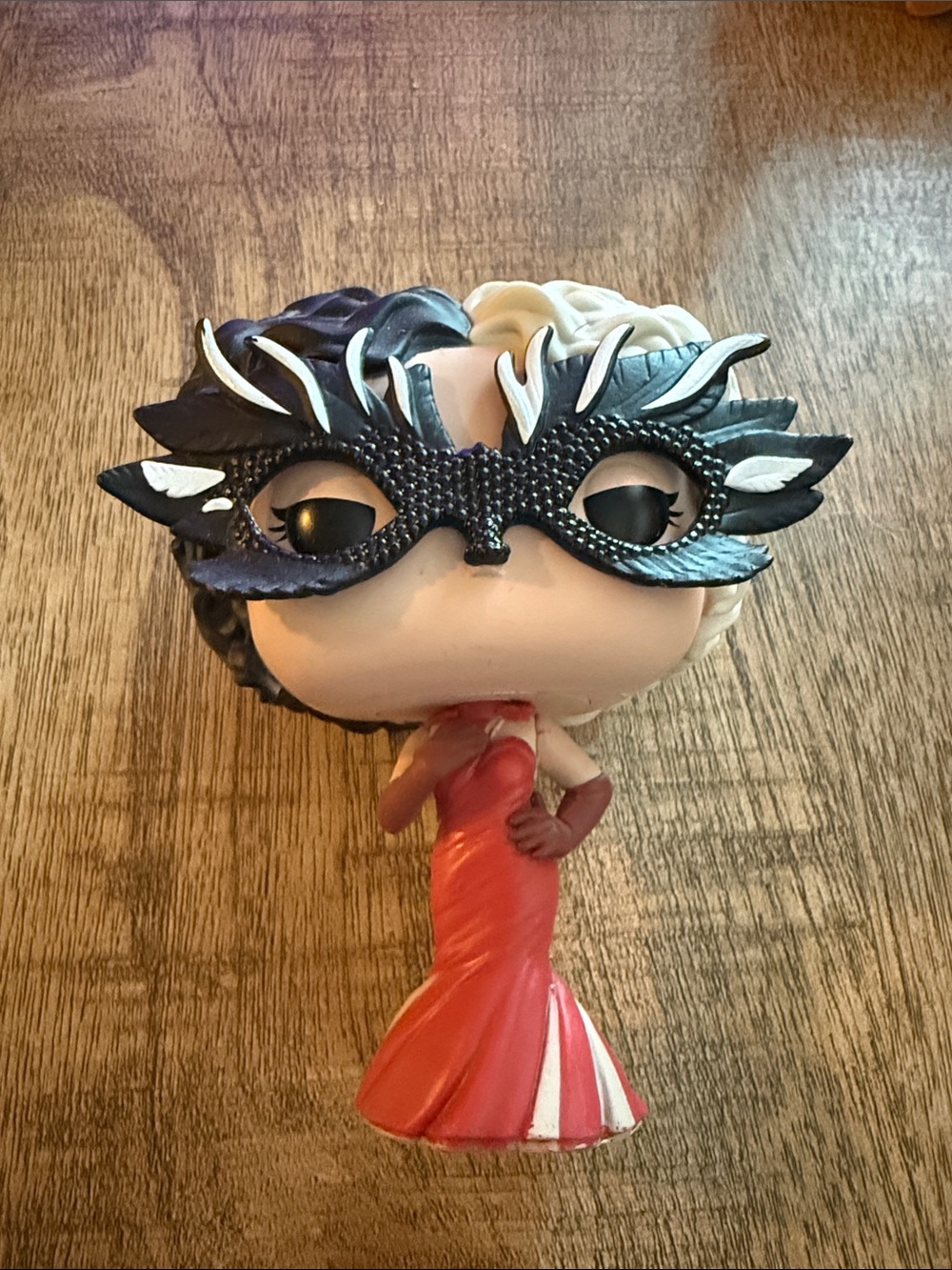 Funko Cruella in Red Gown with Black Feather Mask